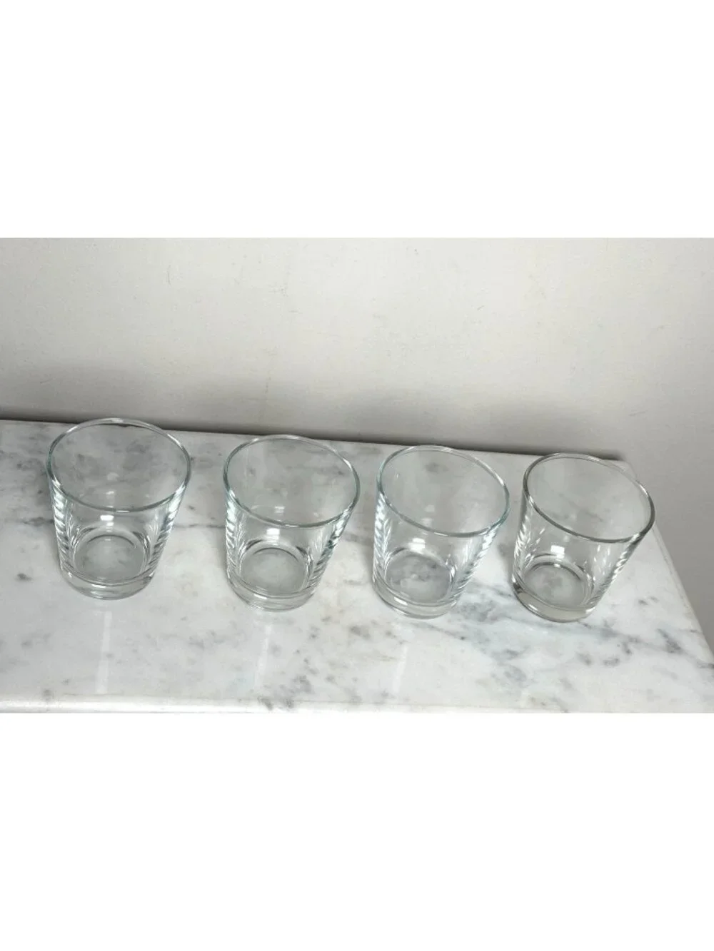 Vintage Set of 4 Heavy Bottom 4 oz Clear Glass Tumblers | Whiskey Tasting Glasse